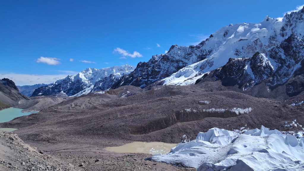 Chumpe Mountain rising over alpine valleys in Cusco, Peru