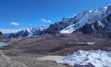 Chumpe Mountain rising over alpine valleys in Cusco, Peru