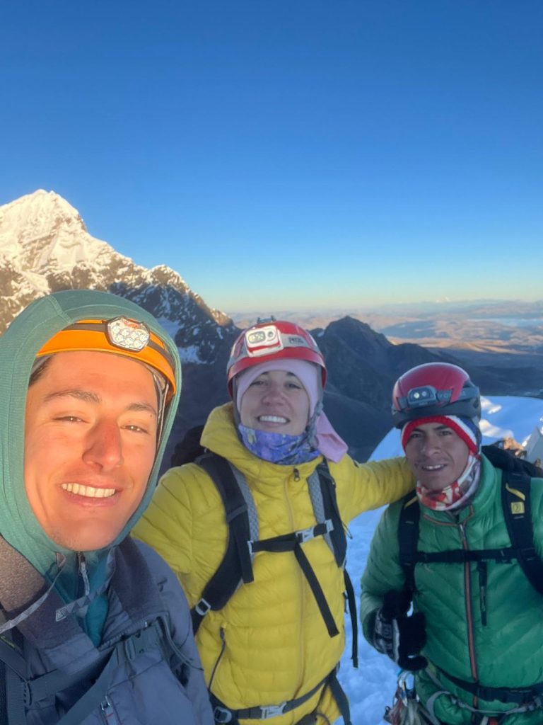 Snowy summit of Jampa peak under clear skies